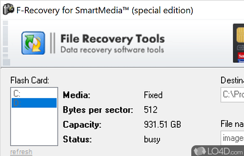 Screenshot of F-Recovery for SmartMedia - User interface