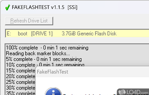 In case you cannot format your drive anymore - Screenshot of FakeFlashTest