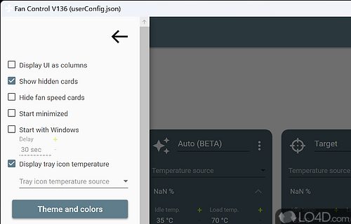 User interface - Screenshot of Fan Control