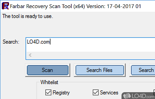 Was designed to scan computer for malware damage - Screenshot of Farbar Recovery Scan Tool