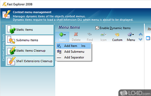 User interface - Screenshot of Fast Explorer