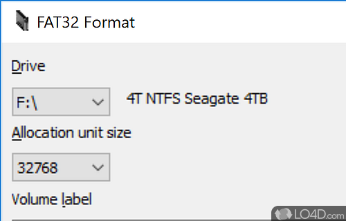 Screenshot of FAT32format GUI - Format FAT32 file system drives and partitions and avoid potential performance issues in the future