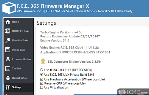 Manage iDevice firmware - Screenshot of F.C.E. 365 Firmware Manager