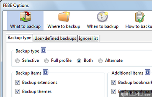 Screenshot of Firefox Environment Backup Extension - Backs up extensions, themes, and (optionally) bookmarks