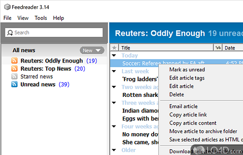 Read RSS news - Screenshot of FeedReader