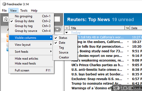 RSS aggregators - Screenshot of FeedReader