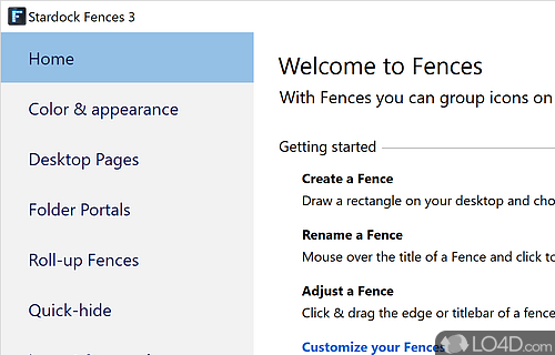 Create different containers and group icons and files - Screenshot of Fences