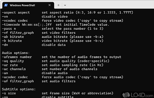 A top framework for managing multimedia - Screenshot of FFmpeg