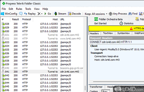 The free web debugging proxy for any browser, system or platform - Screenshot of Fiddler