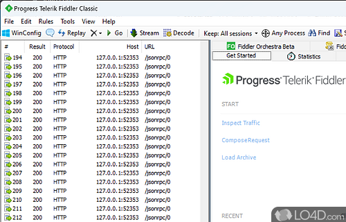 HTTP debugging proxy utility that logs all HTTP traffic between computer - Screenshot of Fiddler