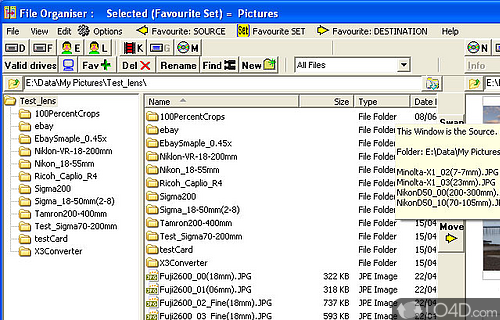 Screenshot of File Organiser - Software app that enables users to quickly and easily manage their files and folders