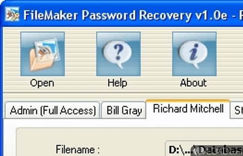 password for filemaker pro database