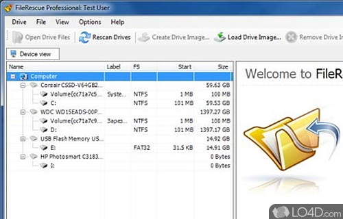 Screenshot of FileRescue Pro - Check out detailed information about each drive
