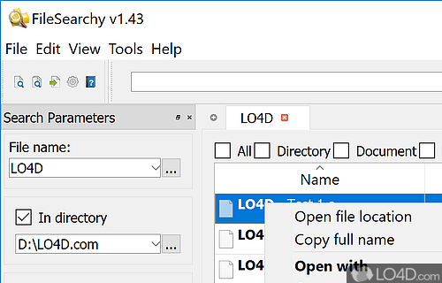 Quickly find files on your computer - Screenshot of FileSearchy