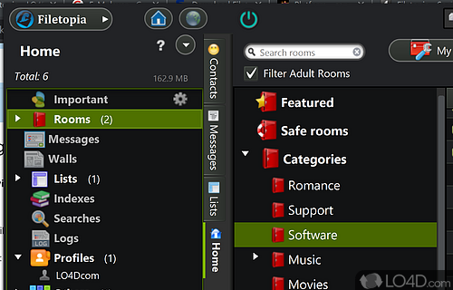 User interface - Screenshot of Filetopia