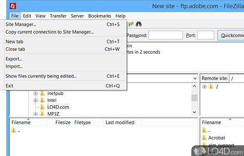 Multiple-window - Screenshot of FileZilla