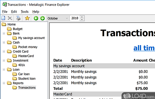 Free and easy accounting software - Screenshot of Finance Explorer