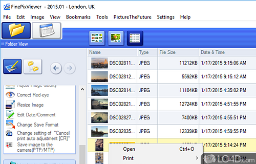 User interface - Screenshot of FinePixViewer