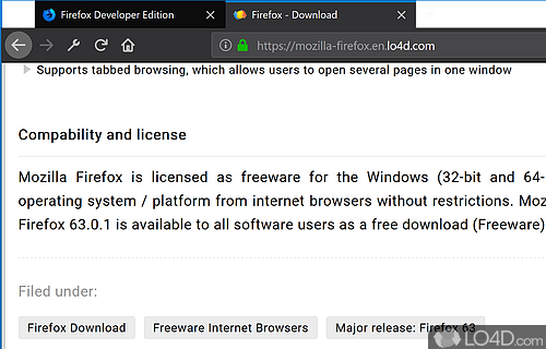 Test new features and detect bugs with ease - Screenshot of Firefox Developer Edition