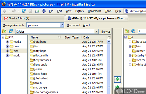 Screenshot of FireFTP - FTP client that integrates in Mozilla web browser