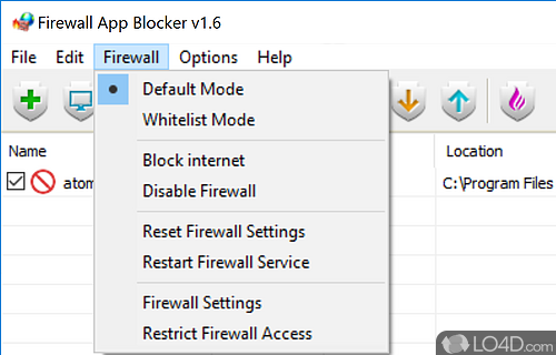 Better interface to block programs through Windows default firewall - Screenshot of Firewall App Blocker