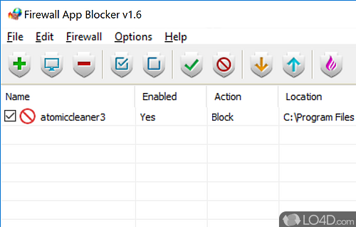 Allows you to block apps through Windows Firewall without accessing the Control Panel - Screenshot of Firewall App Blocker