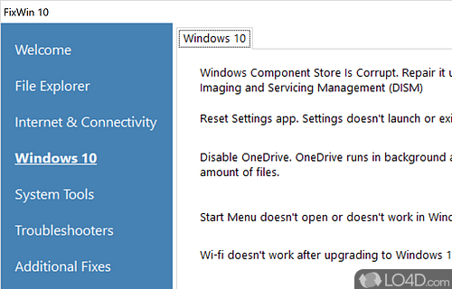 Internet connectivity and Windows Media issues - Screenshot of FixWin