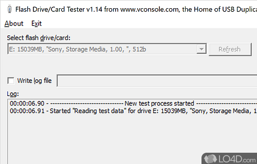 User interface - Screenshot of Flash Drive Tester