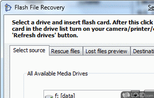 Screenshot of Flash File Recovery - Preview and rescue files stored on any flash drive affected by data loss