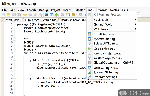 FlashDevelop Screenshot