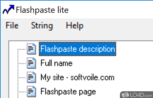 Create and manage text strings and quickly insert them in any document with the help of hotkeys - Screenshot of Flashpaste Lite