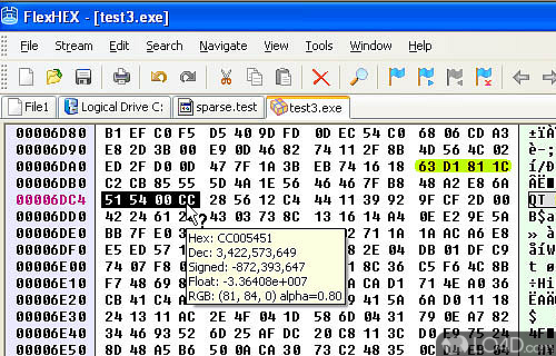 Screenshot of FlexHEX - Hex editor for software professionals that supports advanced file