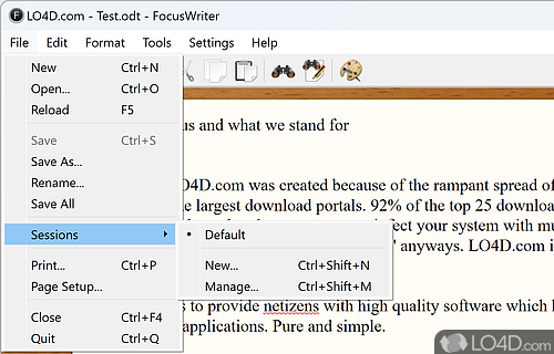 Advantages of portability - Screenshot of FocusWriter