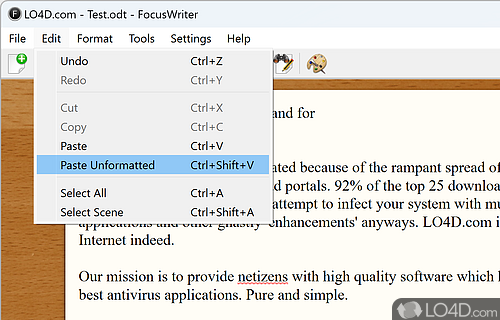 A myriad of options to help you focus - Screenshot of FocusWriter