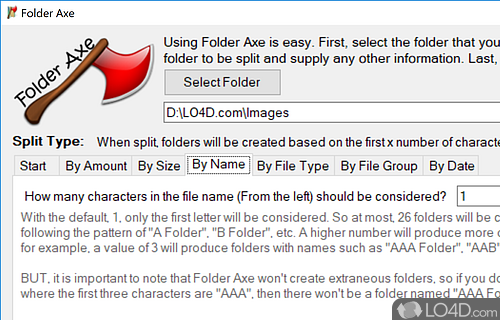 User interface - Screenshot of Folder Axe