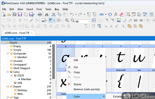 User interface - Screenshot of FontCreator