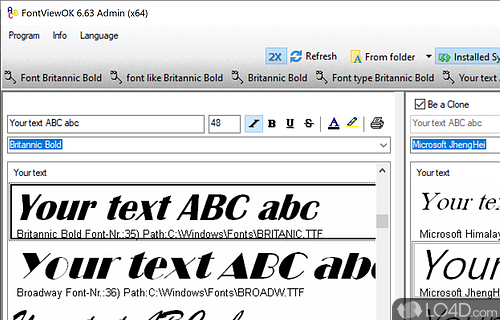 Screenshot of FontViewOK - View and compare the fonts installed on system, search for new ones and install them easily