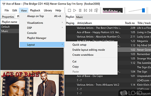 Create and manage playlists - Screenshot of foobar2000