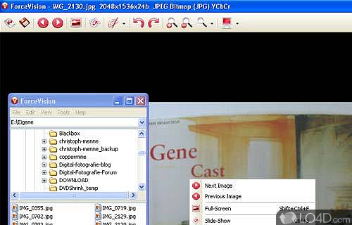 Screenshot of ForceVision - View all the images stored in a given folder and edit or convert them to other formats that can be accessed on other devices