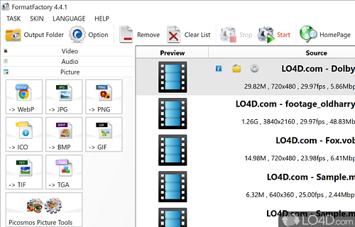 File converter - Screenshot of Format Factory