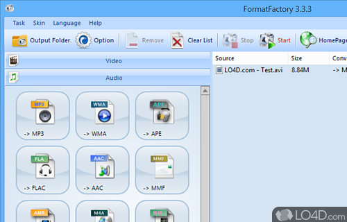 Animated GIF formats - Screenshot of Format Factory Portable