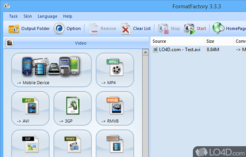 Convert files anywhere - Screenshot of Format Factory Portable