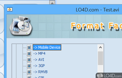 Support for a wide range of file formats - Screenshot of FormatFactory
