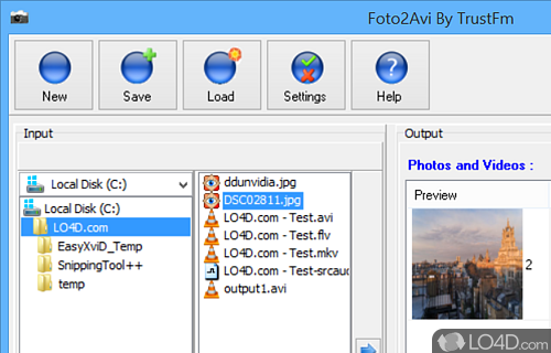 Editing operations - Screenshot of Foto2Avi