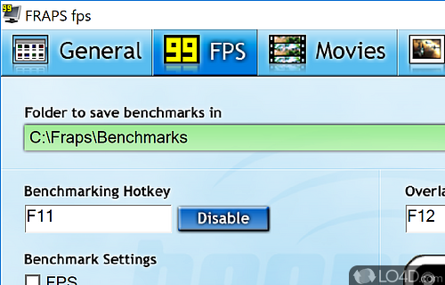 Customize keyboard shortcuts and video settings - Screenshot of Fraps