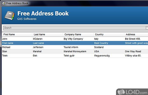 Screenshot of Free Address Book - User interface