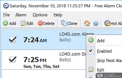 Use your computer as an alarm clock - Screenshot of Free Alarm Clock