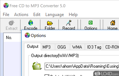 WAV optimization options - Screenshot of Free CD to MP3 Converter