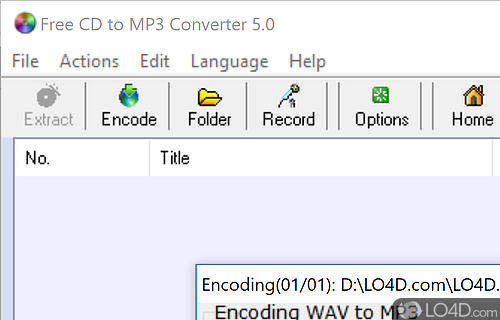 Extract tracks from audio CDs, convert files to MP3, WAV, OGG - Screenshot of Free CD to MP3 Converter