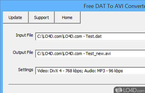 Screenshot of Free DAT to AVI Converter - Video conversion app for turning AVI clips into DAT quickly, with support for two quality profiles